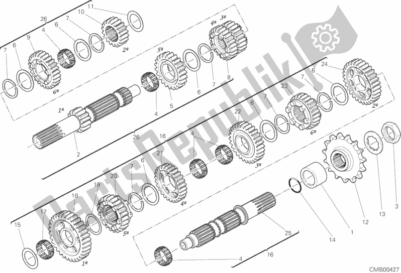 Todas as partes de Caixa De Velocidade do Ducati Monster 821 Stripes 2015